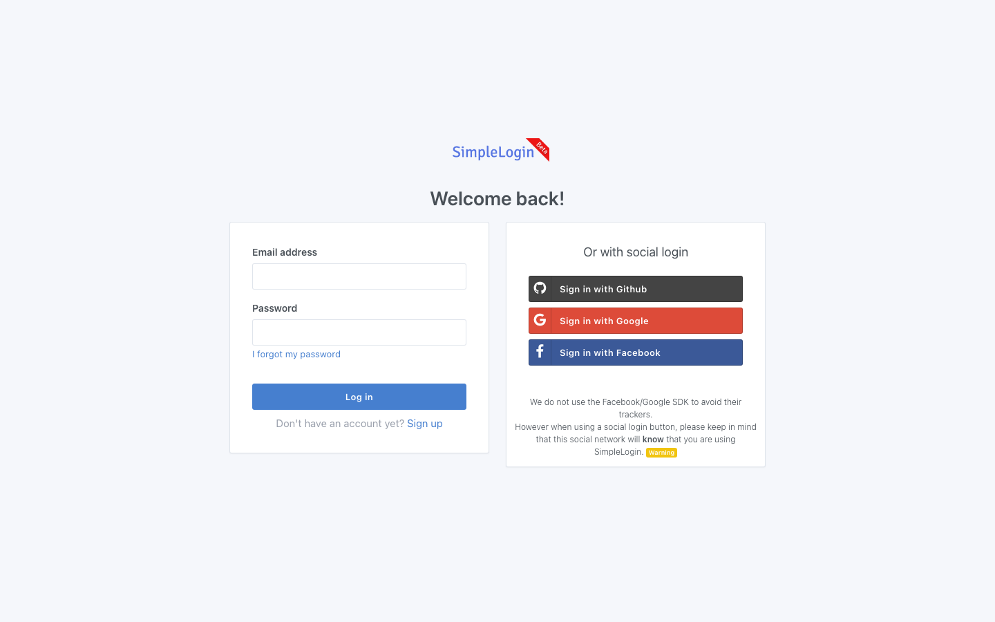 SimpleLogin screenshot