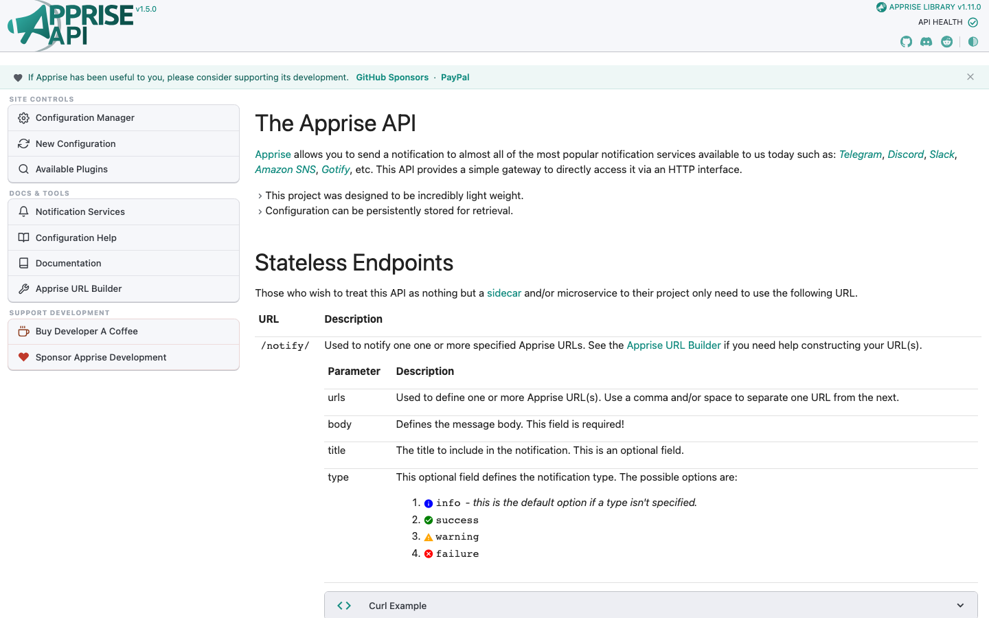 Apprise-API screenshot