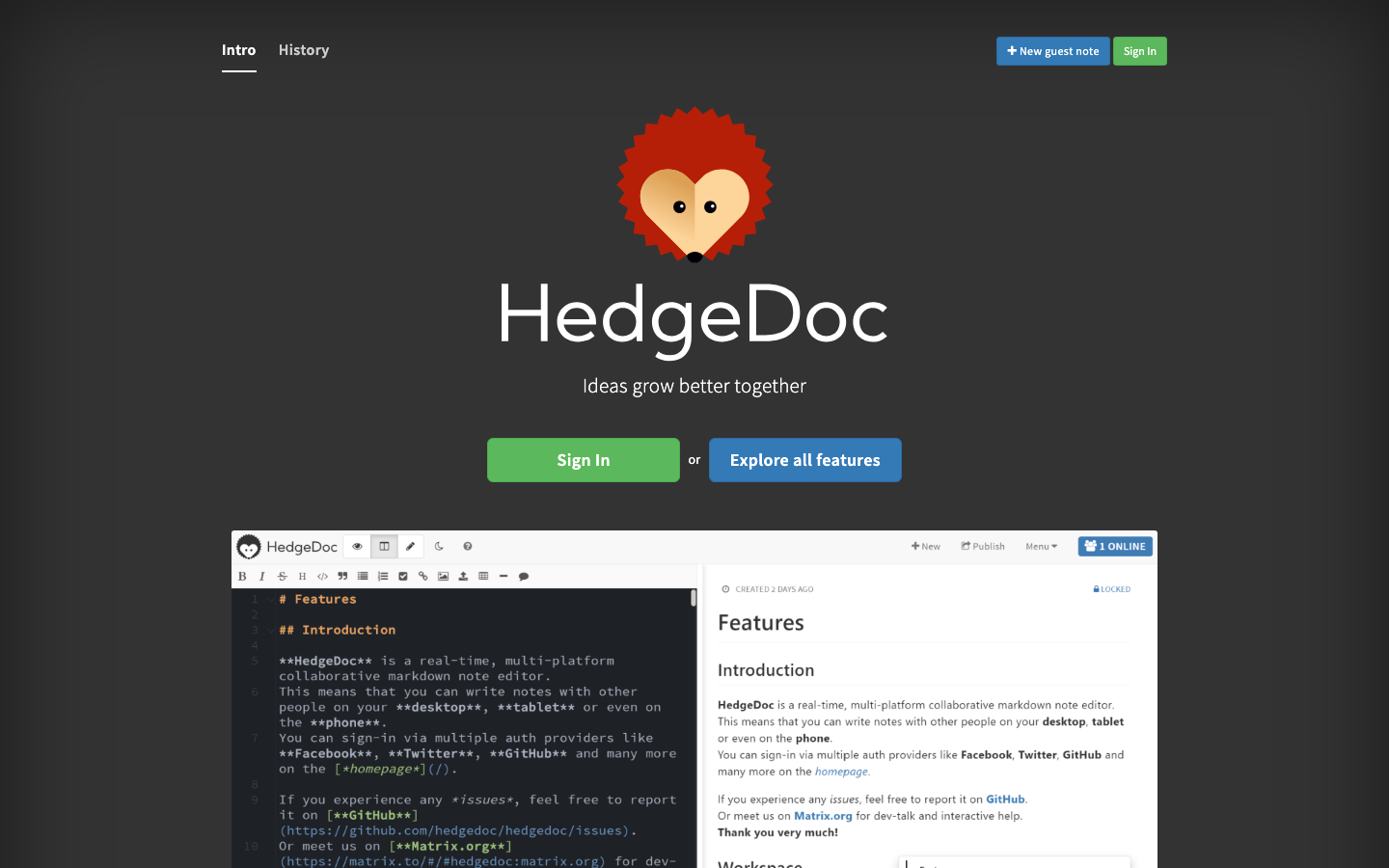 HedgeDoc screenshot