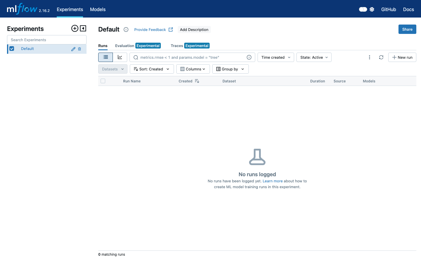 MLflow screenshot