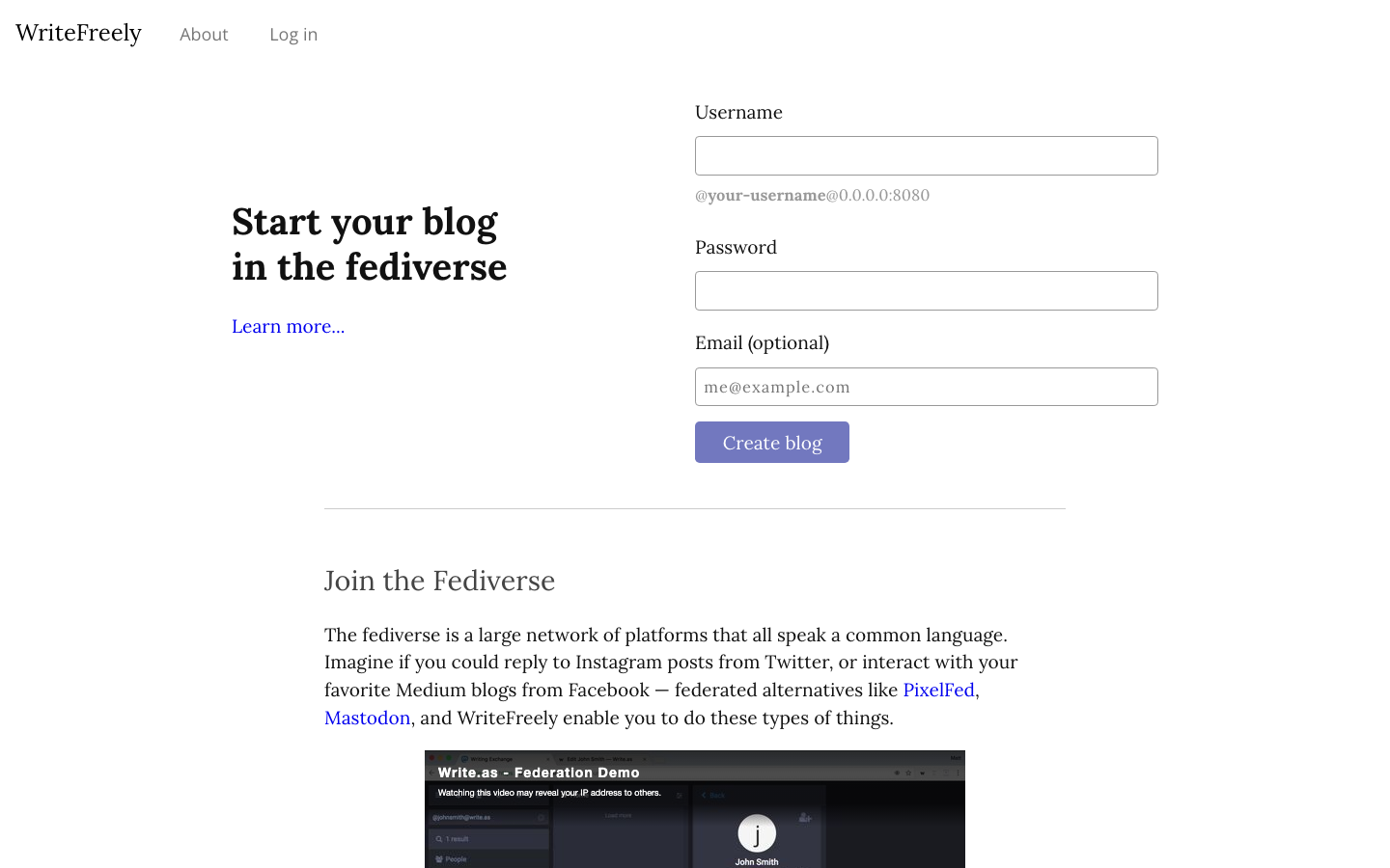 WriteFreely screenshot